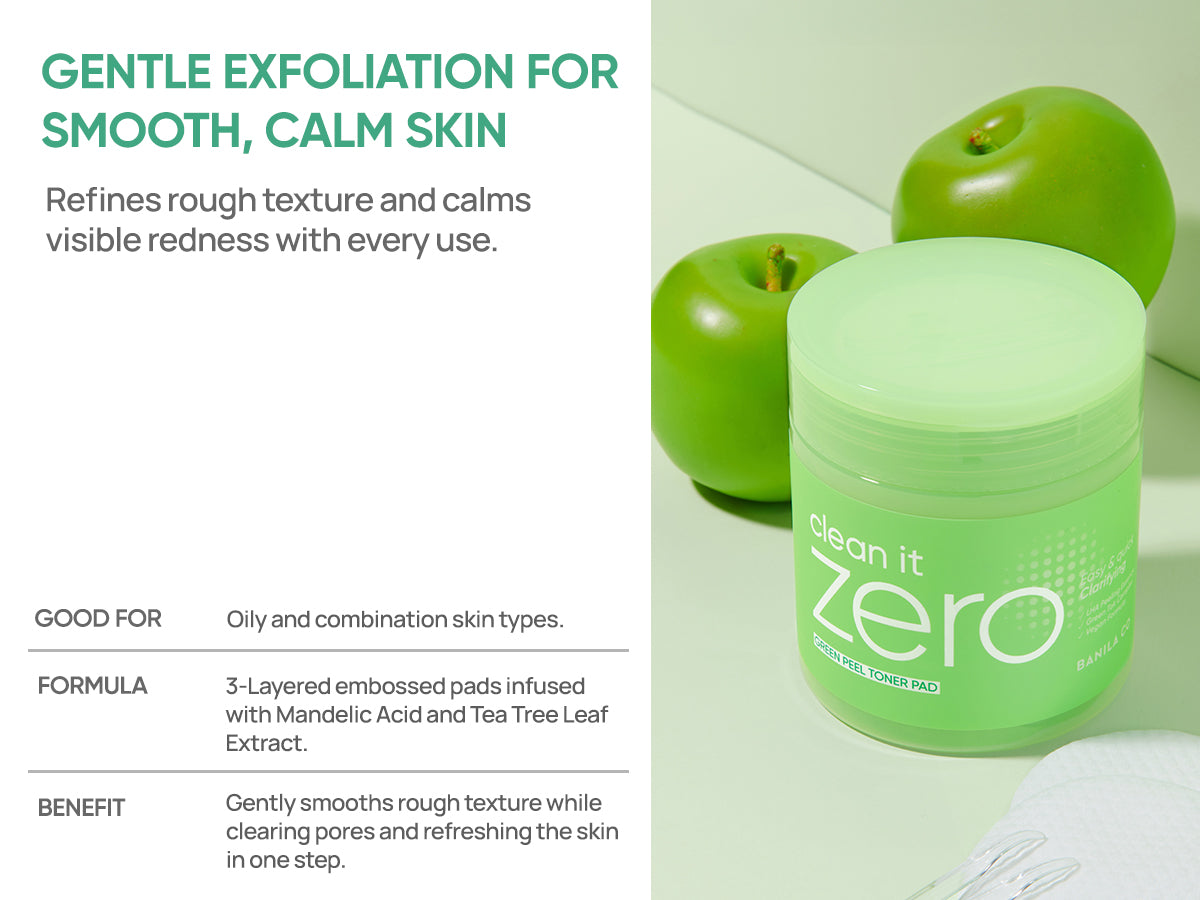 Clean It Zero Green Peel Toner Pads | Banila Co K-Beauty